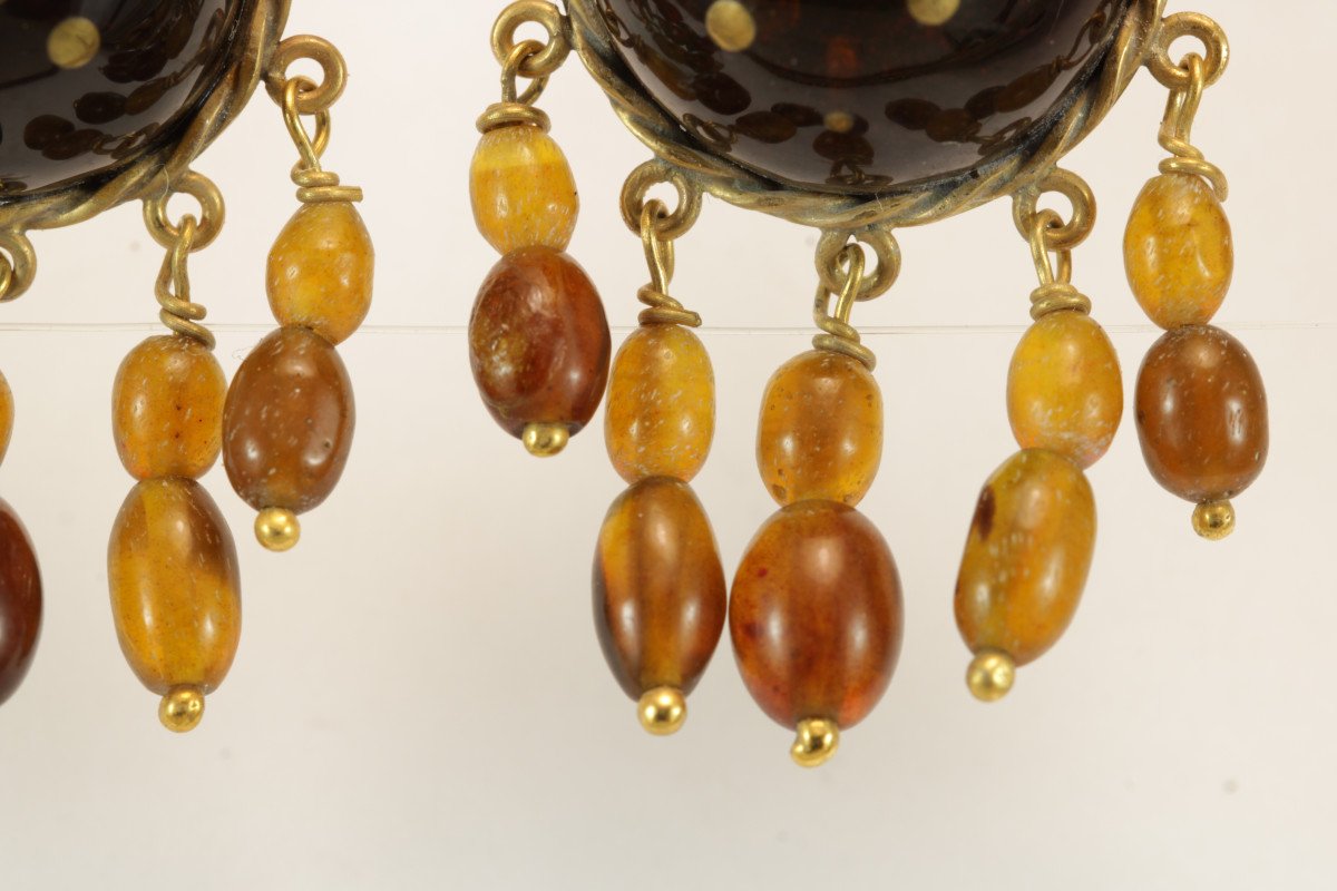 Antique Turtleshell Piquè Gold Earrings-photo-1