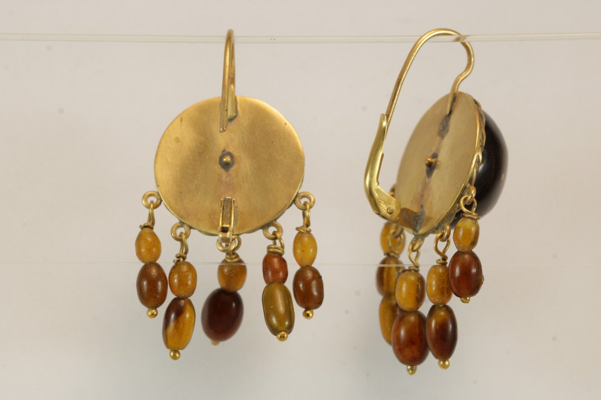 Antique Turtleshell Piquè Gold Earrings-photo-2