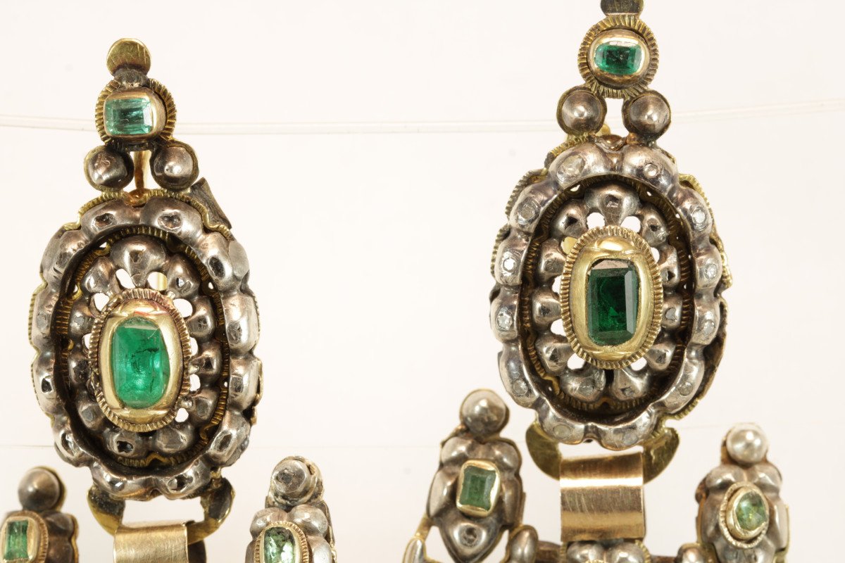 Antique Iberian Emeralds Gold Earrings-photo-4