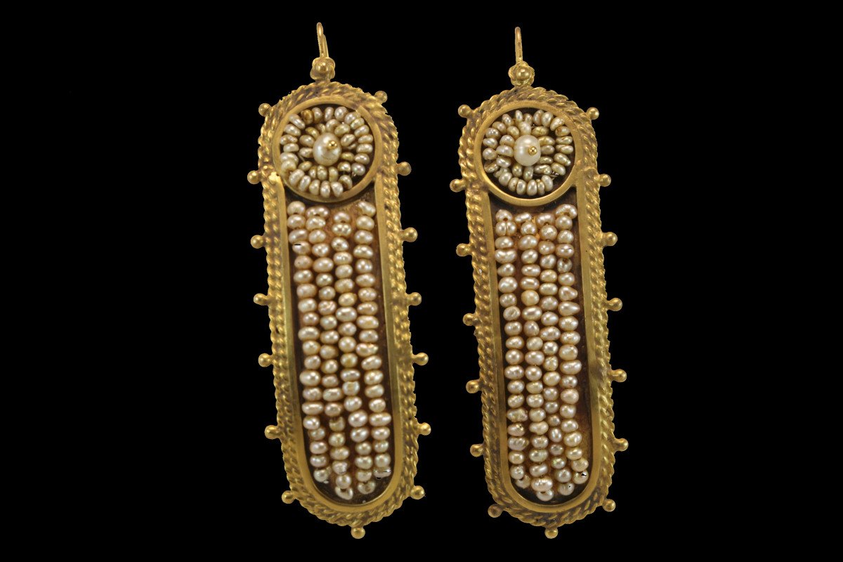 Antique Pearls Gold Earrings-photo-2