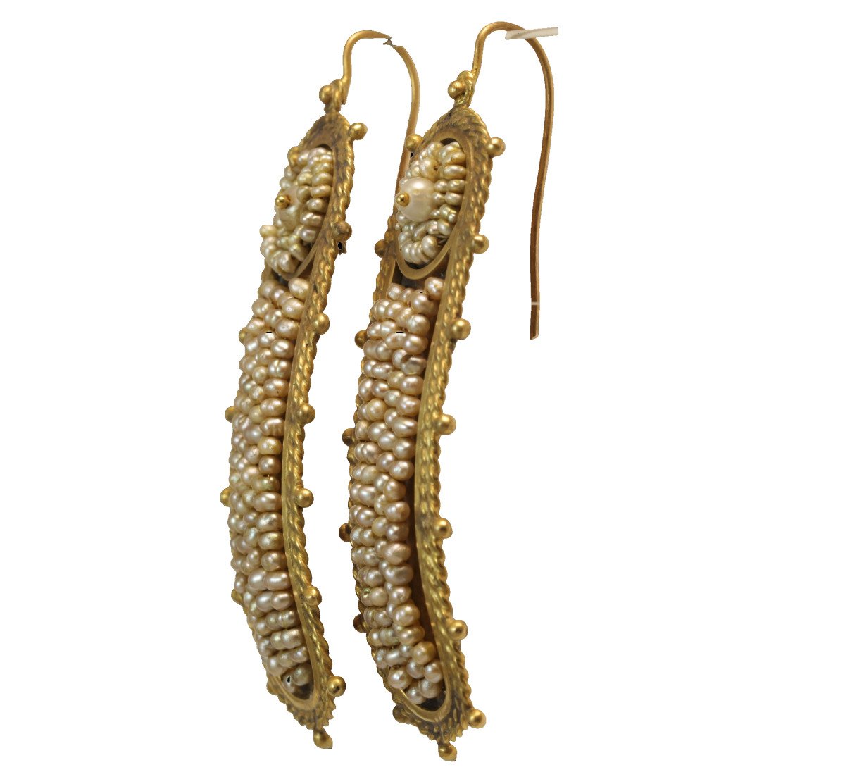 Antique Pearls Gold Earrings-photo-3