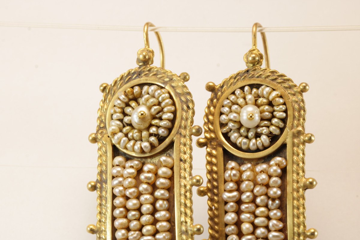 Antique Pearls Gold Earrings-photo-4