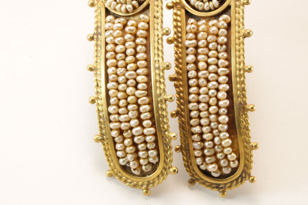 Antique Pearls Gold Earrings-photo-1