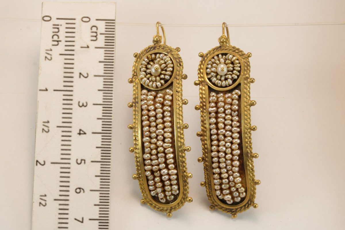 Antique Pearls Gold Earrings-photo-3