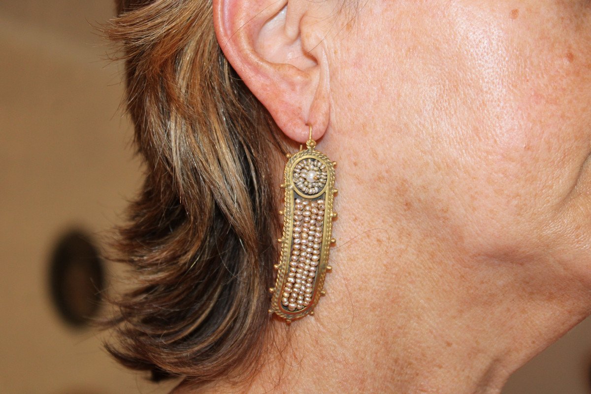 Antique Pearls Gold Earrings-photo-5