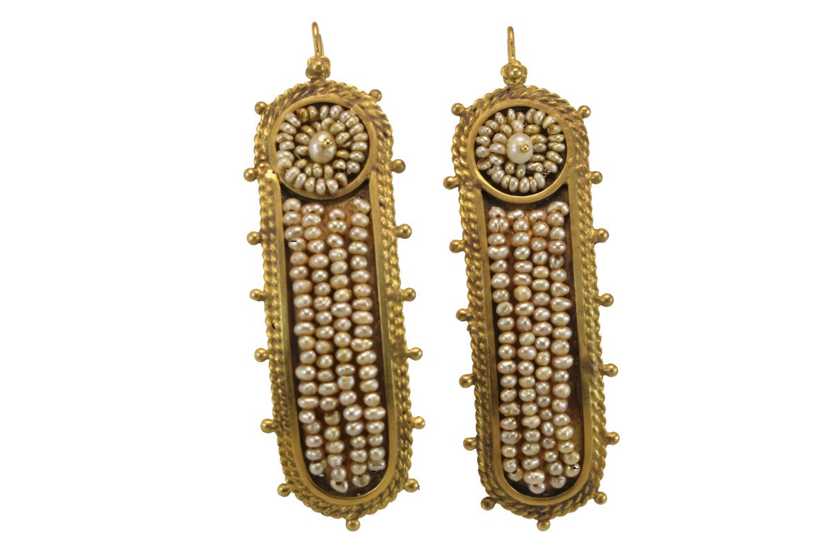 Antique Pearls Gold Earrings