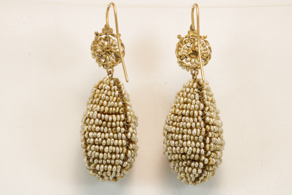 Antique Pearls Gold Earrings-photo-2