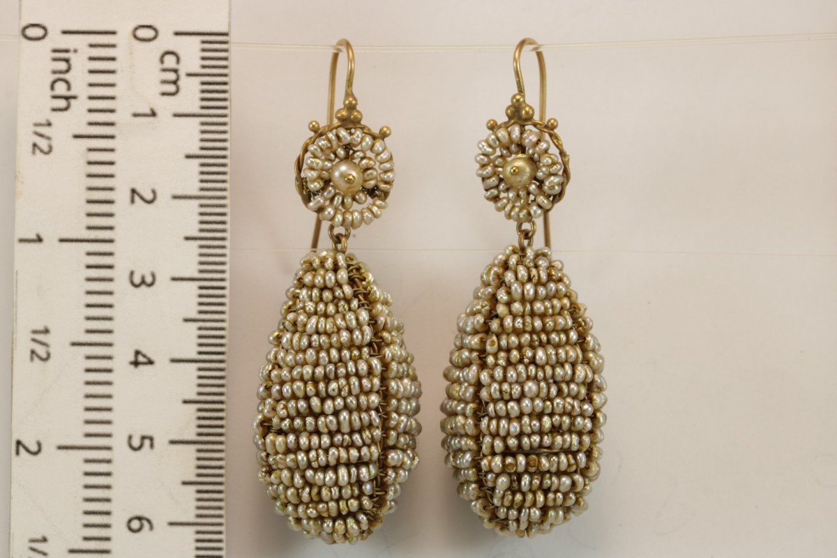 Antique Pearls Gold Earrings-photo-3