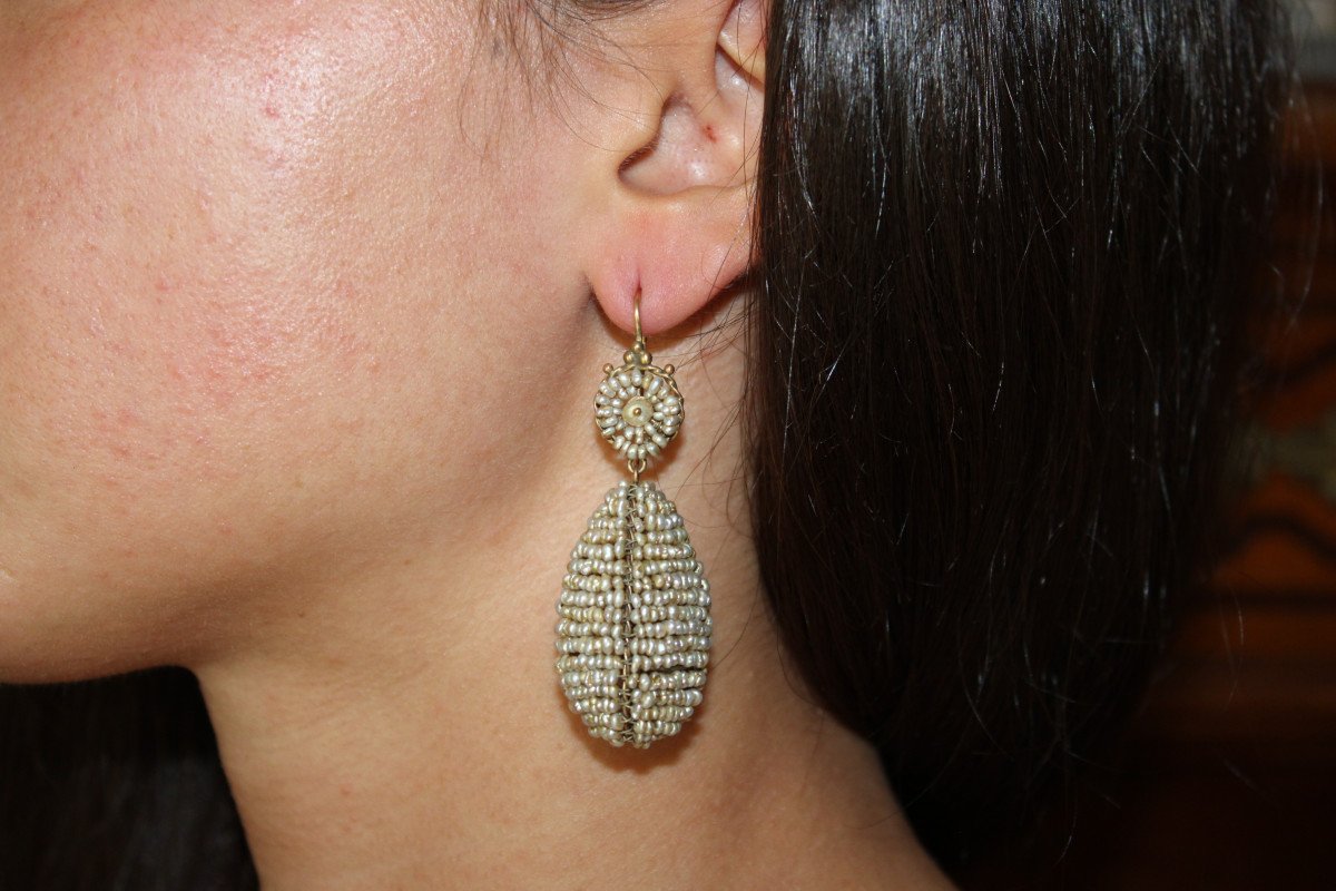 Antique Pearls Gold Earrings-photo-5