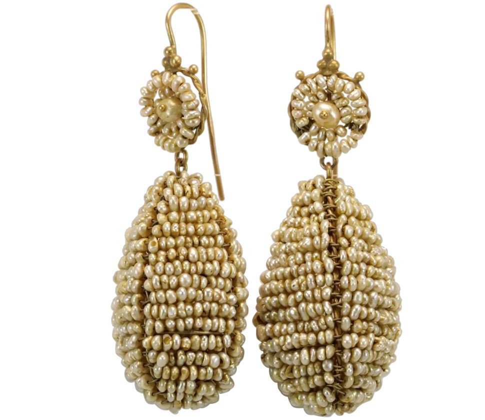 Antique Pearls Gold Earrings