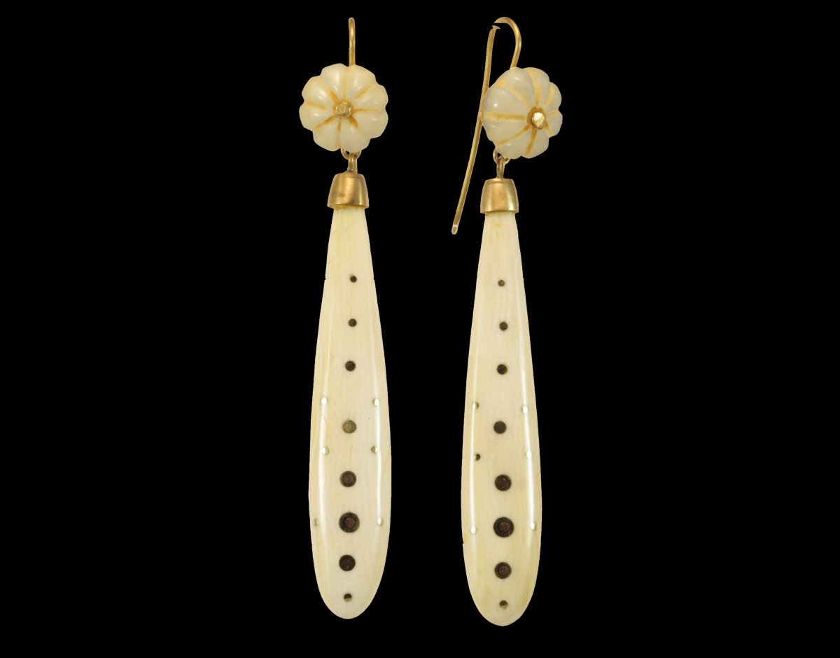 Antique Ivory Piquè Gold Earrings-photo-2