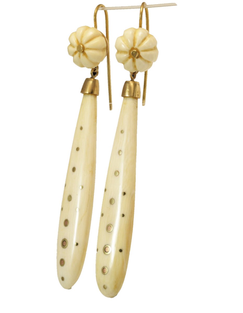 Antique Ivory Piquè Gold Earrings-photo-3