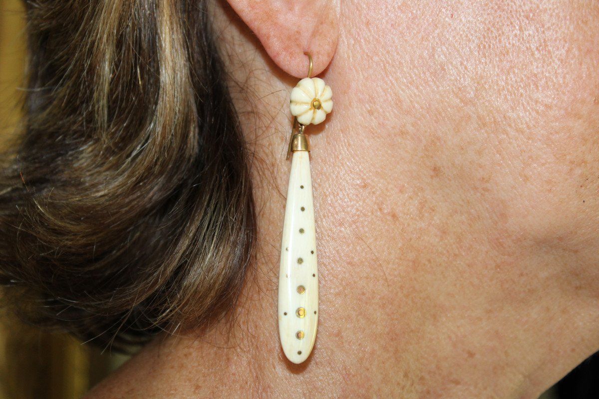 Antique Ivory Piquè Gold Earrings-photo-4