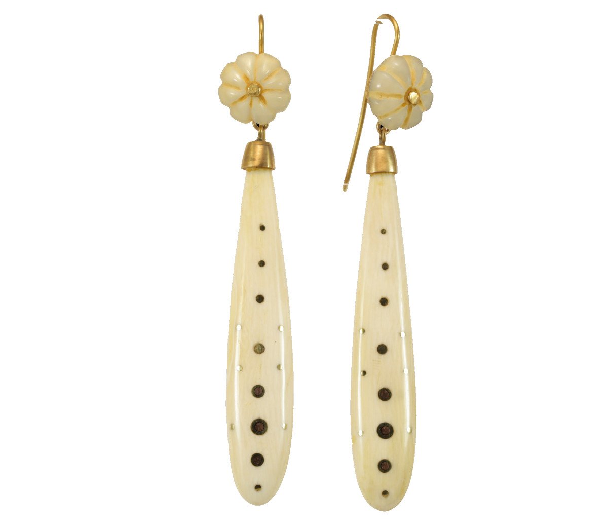 Antique Ivory Piquè Gold Earrings