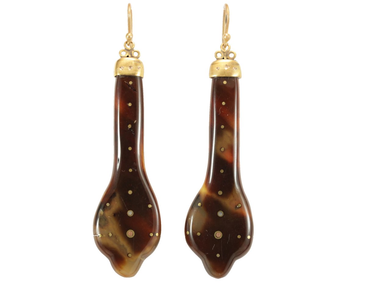 Antique Tortoiseshell Piquè Gold Earrings