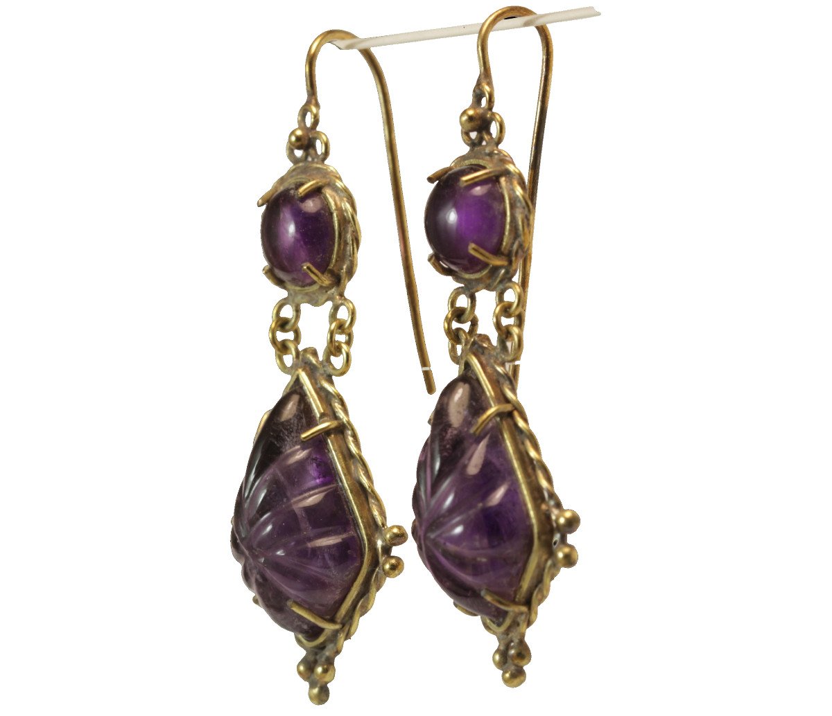 Antique Amethyst Gold Earrings-photo-3