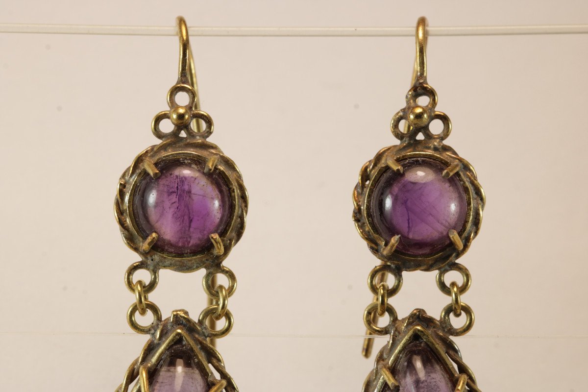 Antique Amethyst Gold Earrings-photo-4