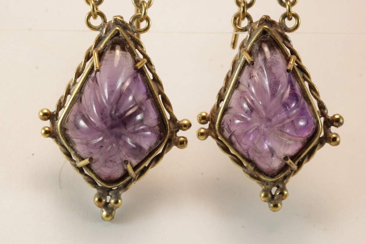 Antique Amethyst Gold Earrings-photo-1