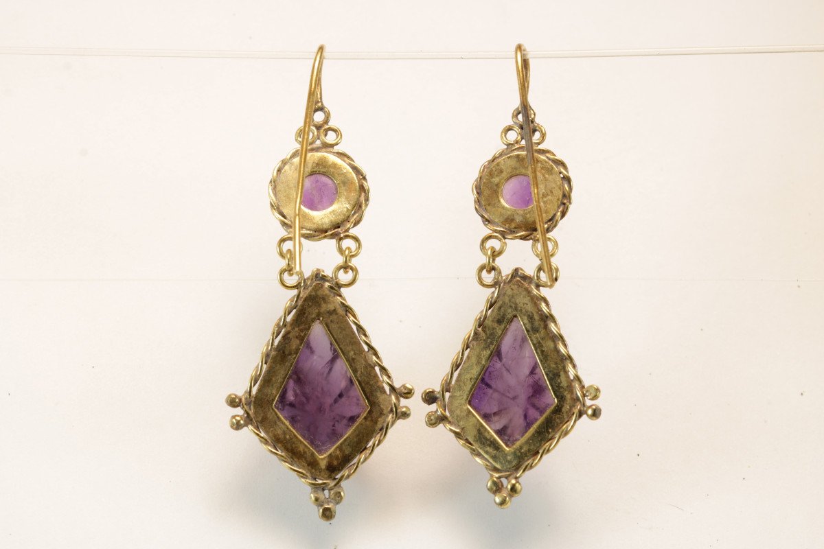 Antique Amethyst Gold Earrings-photo-2