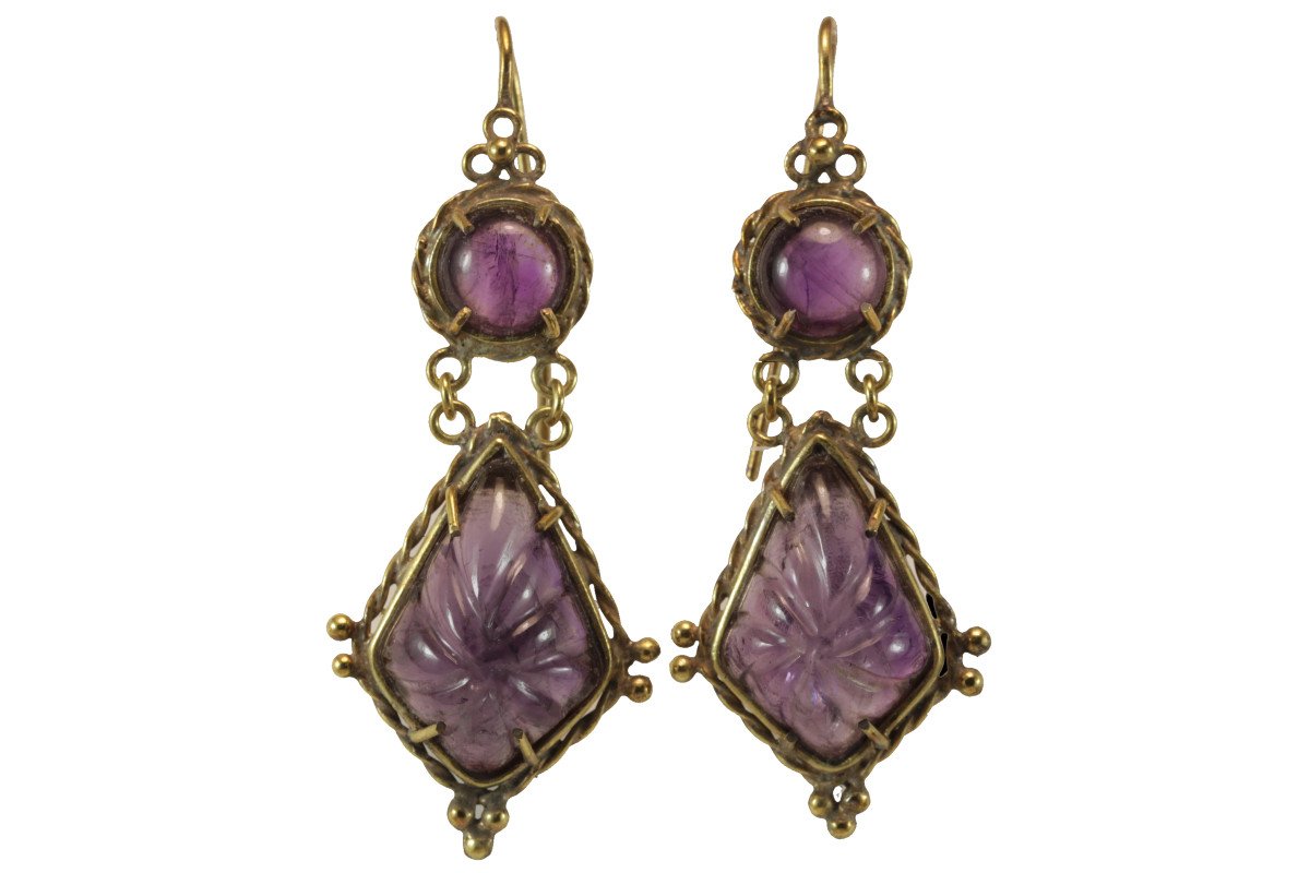 Antique Amethyst Gold Earrings