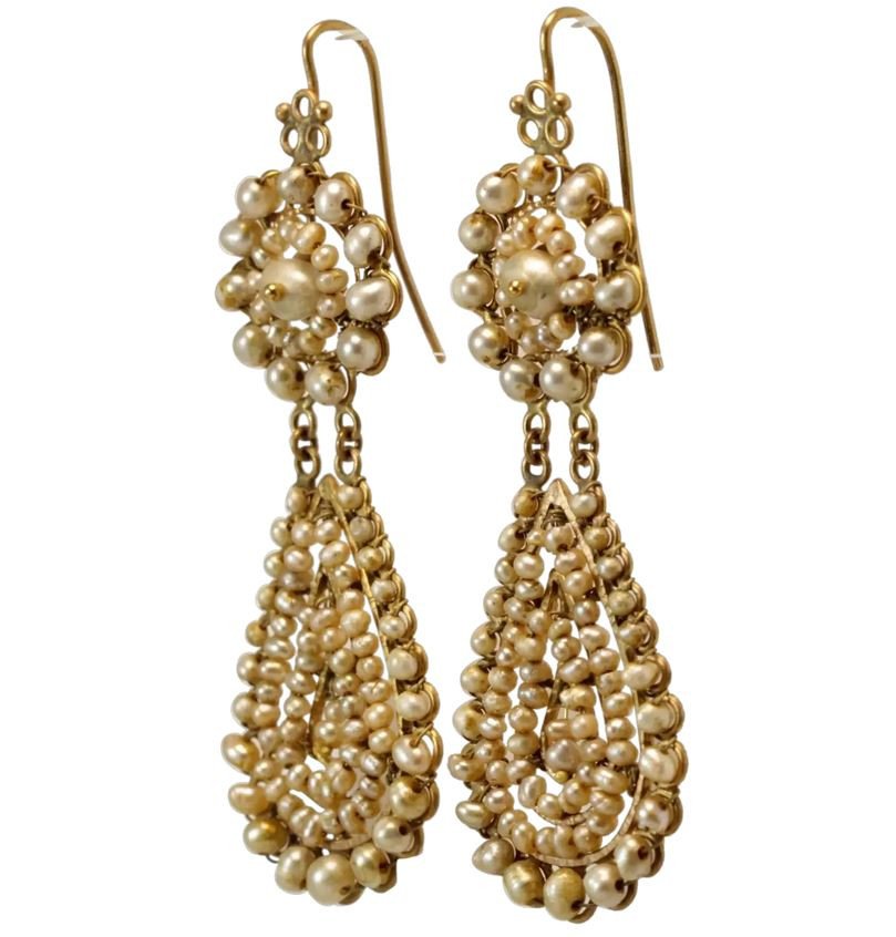 Antique Pearls Gold Earrings-photo-3