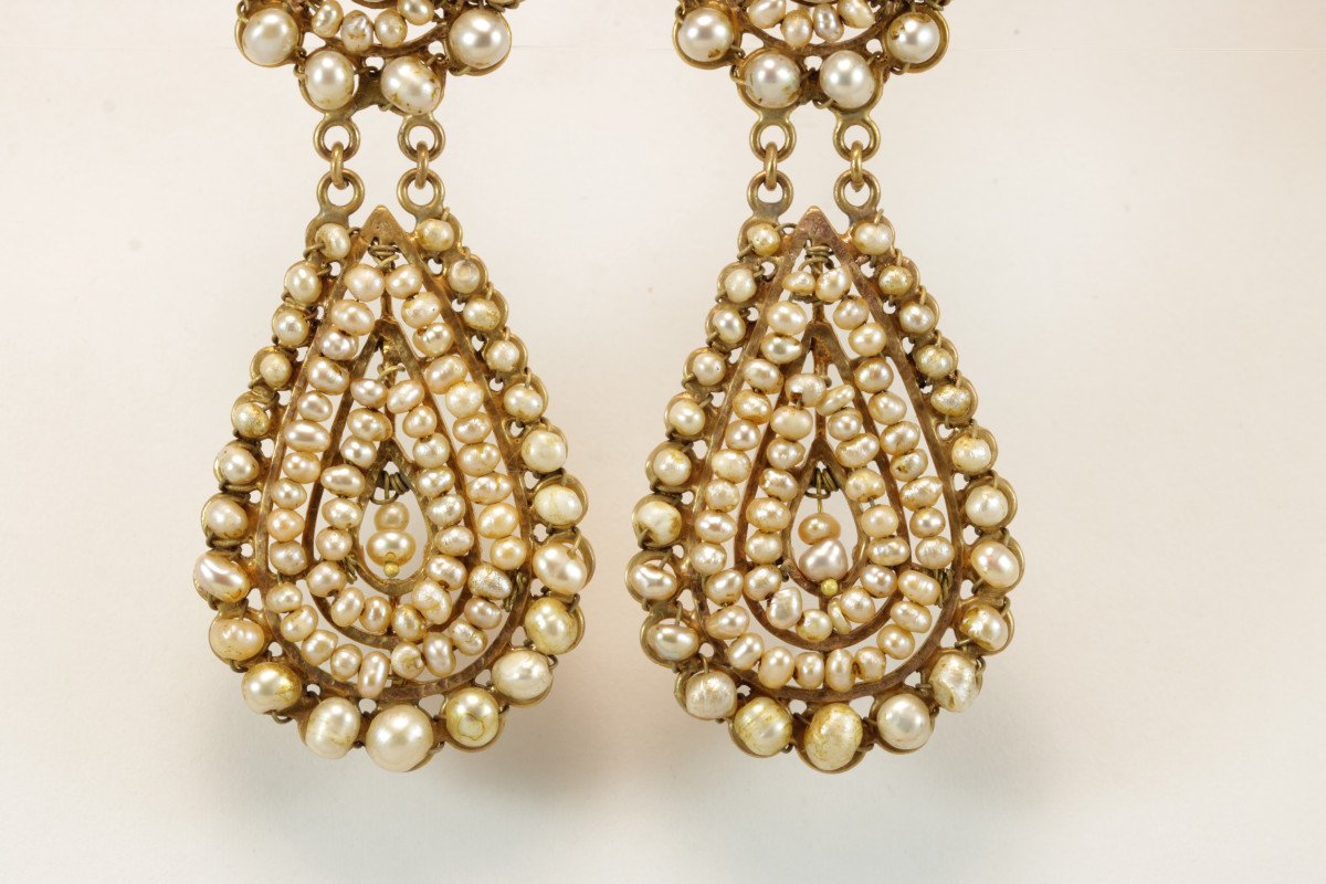 Antique Pearls Gold Earrings-photo-1