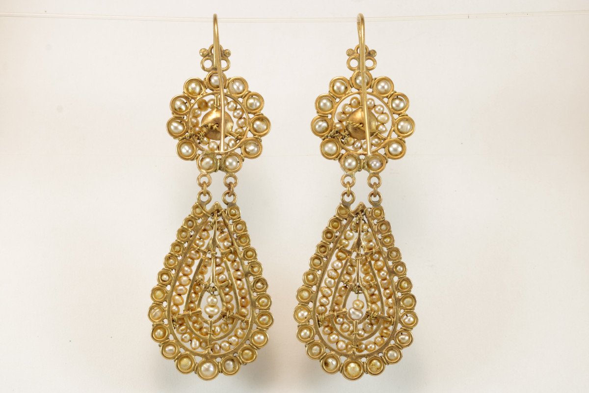 Antique Pearls Gold Earrings-photo-2