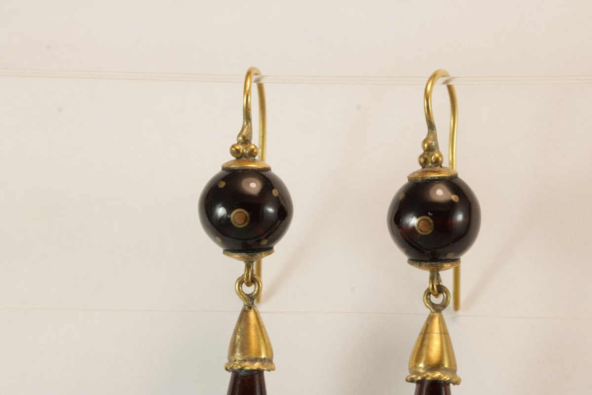 Antique Tortoiseshell Piquè Gold Earrings-photo-4