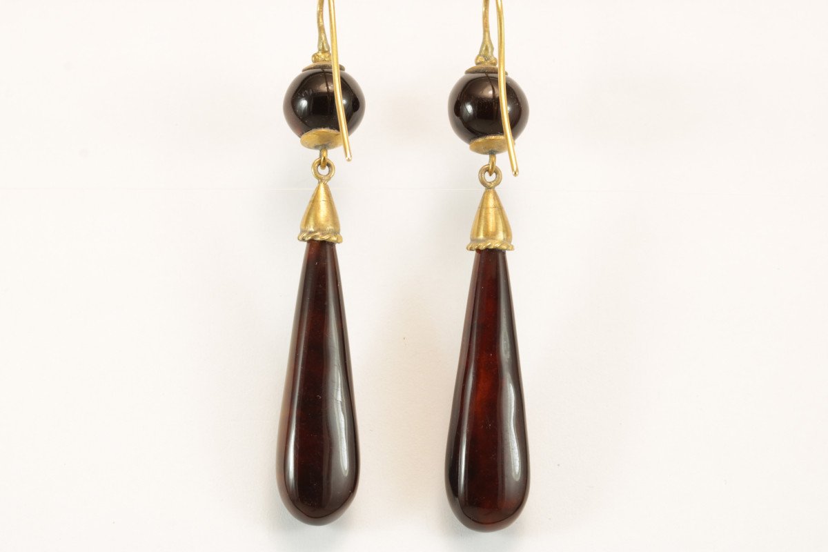 Antique Tortoiseshell Piquè Gold Earrings-photo-2