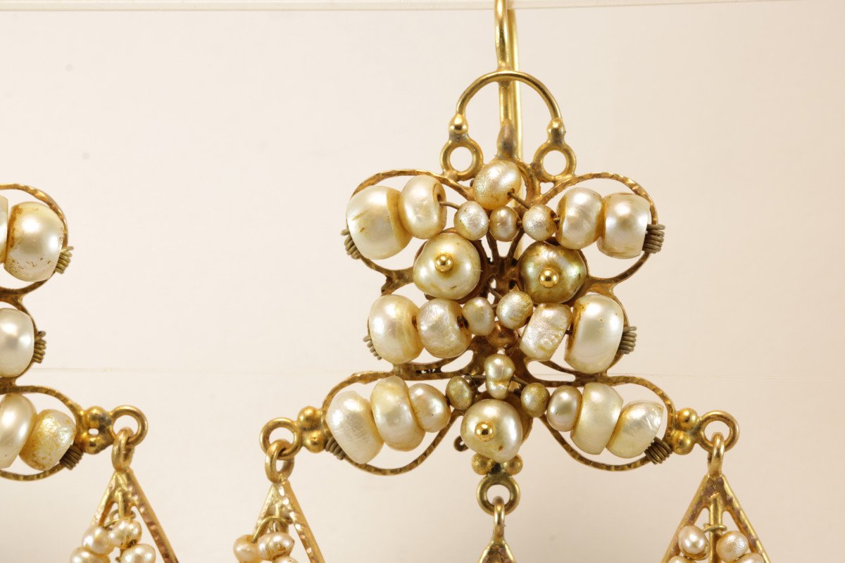 Antique Pearls Gold Earrings-photo-4