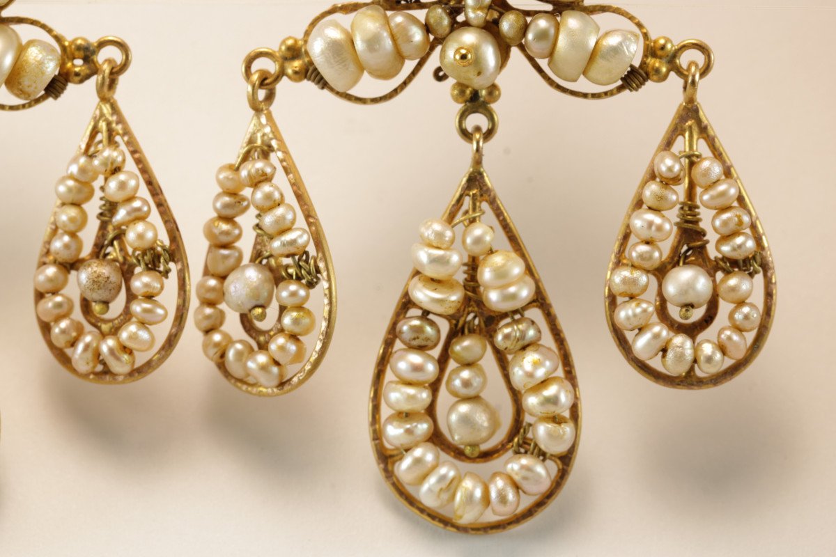 Antique Pearls Gold Earrings-photo-1