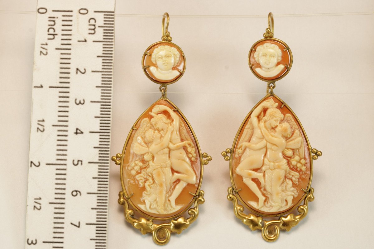 Boucles d'Oreilles Anciennes Or Camee-photo-5