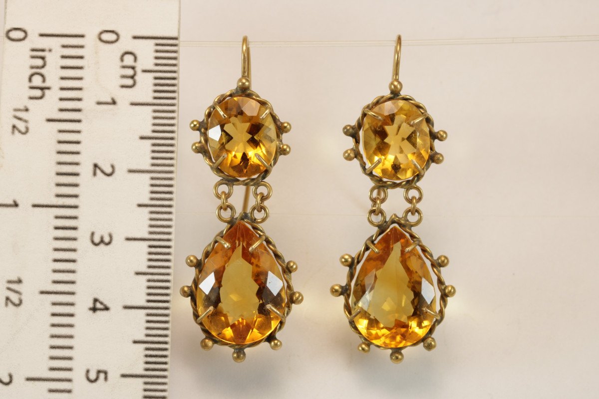 Boucles d'Oreilles Anciennes Or Topazes-photo-3