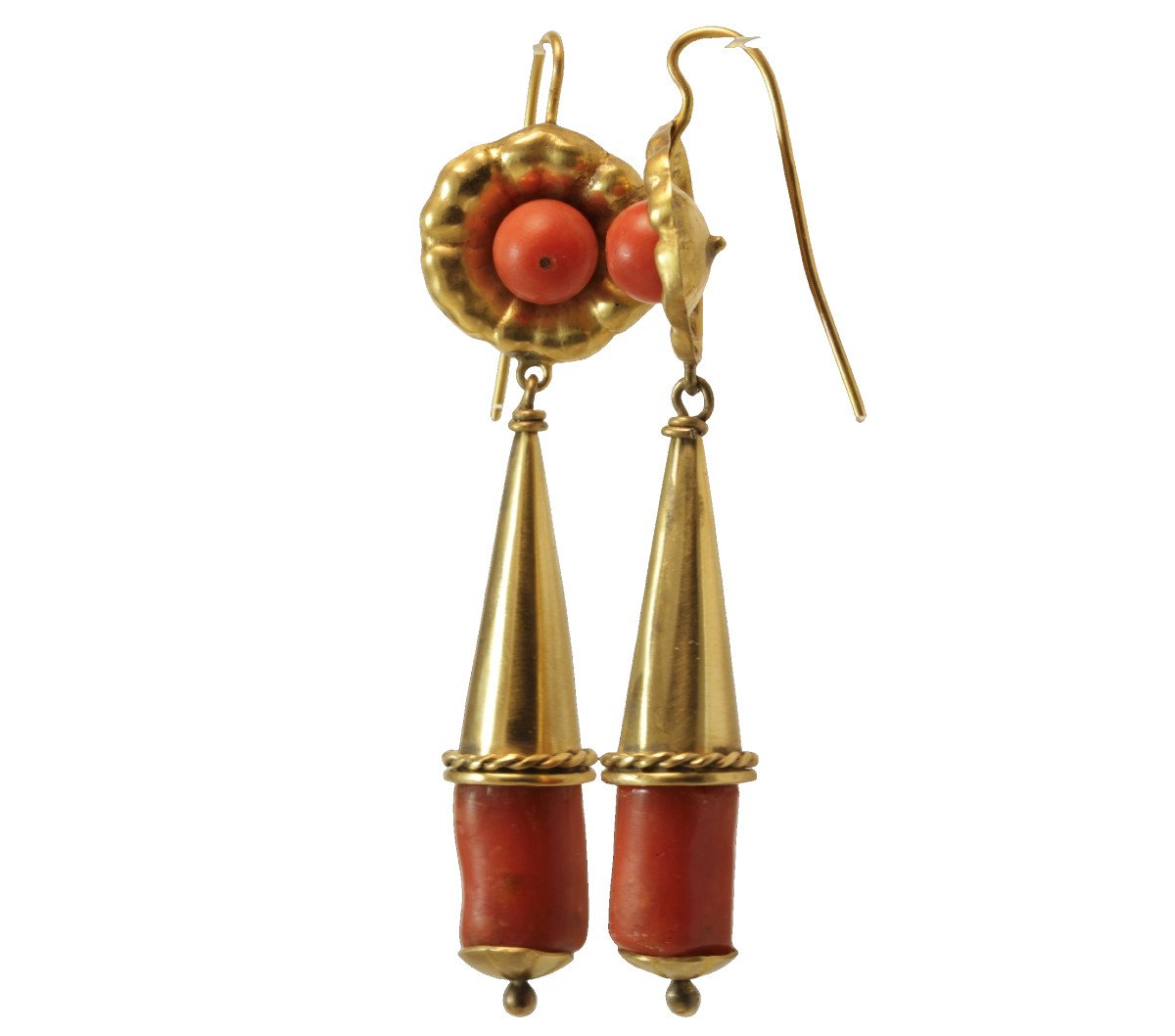 Antique Coral Gold Earrings-photo-3