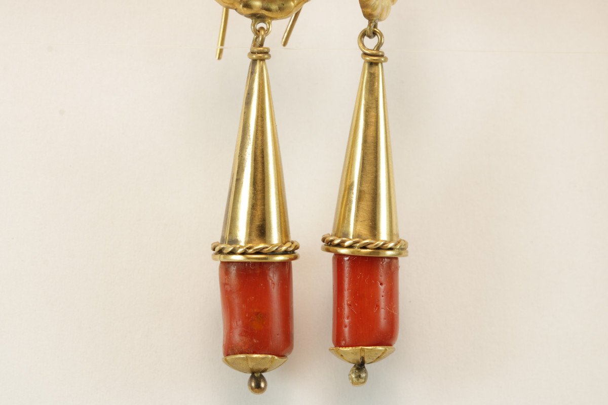 Antique Coral Gold Earrings-photo-1