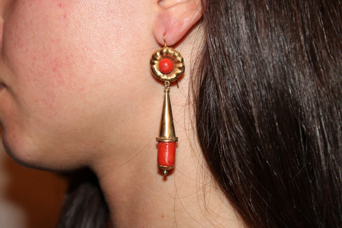 Antique Coral Gold Earrings-photo-5