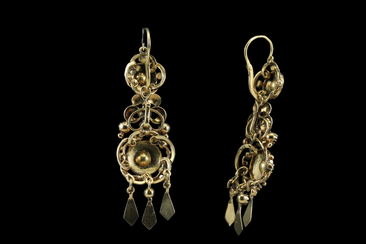 Antique Gold Diamonds Earrings-photo-3