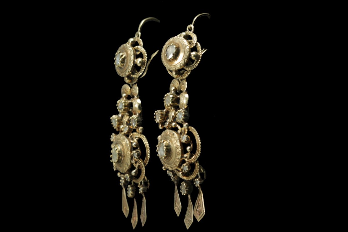 Antique Gold Diamonds Earrings-photo-4