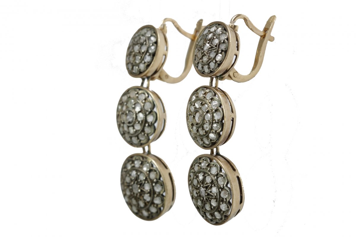 Antique Diamonds Gold Earrings-photo-2