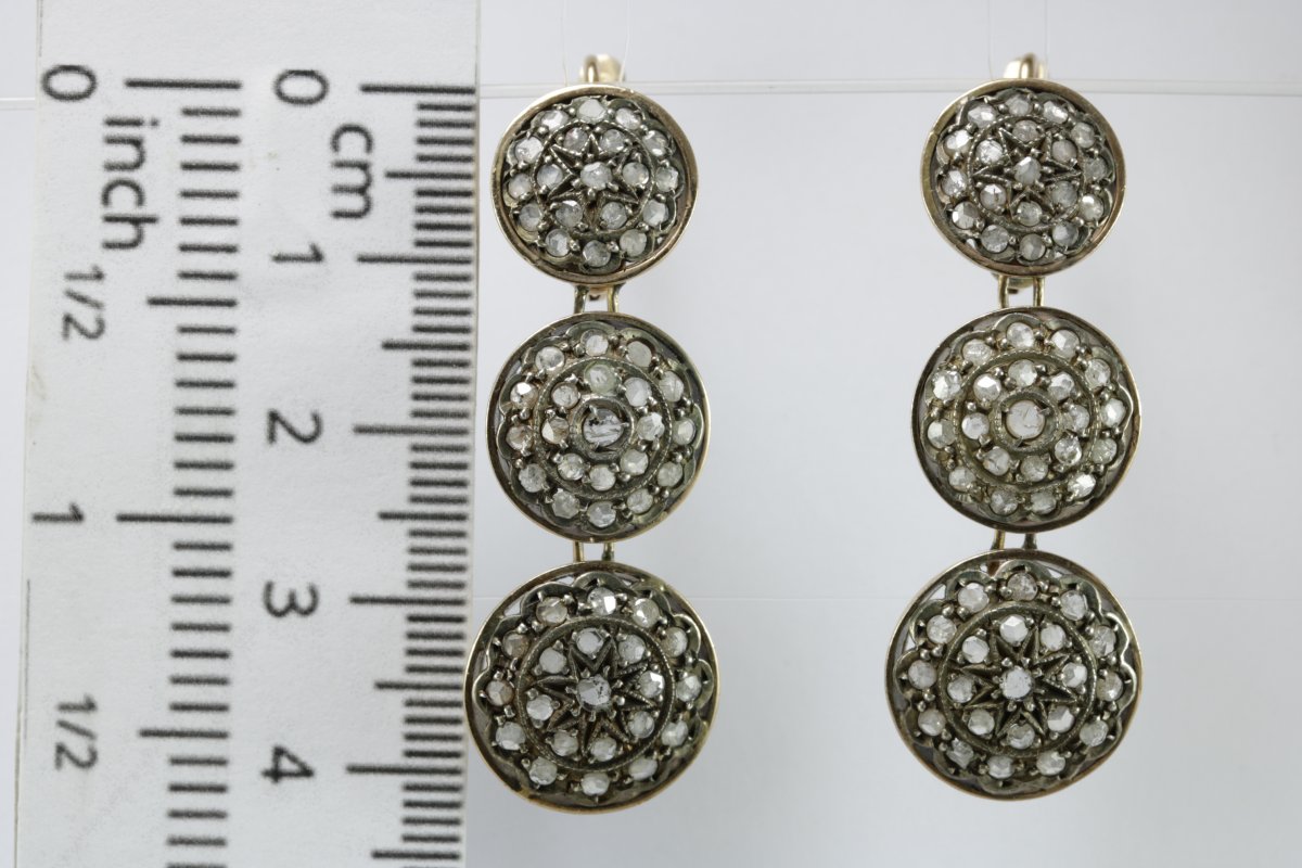 Antique Diamonds Gold Earrings-photo-3