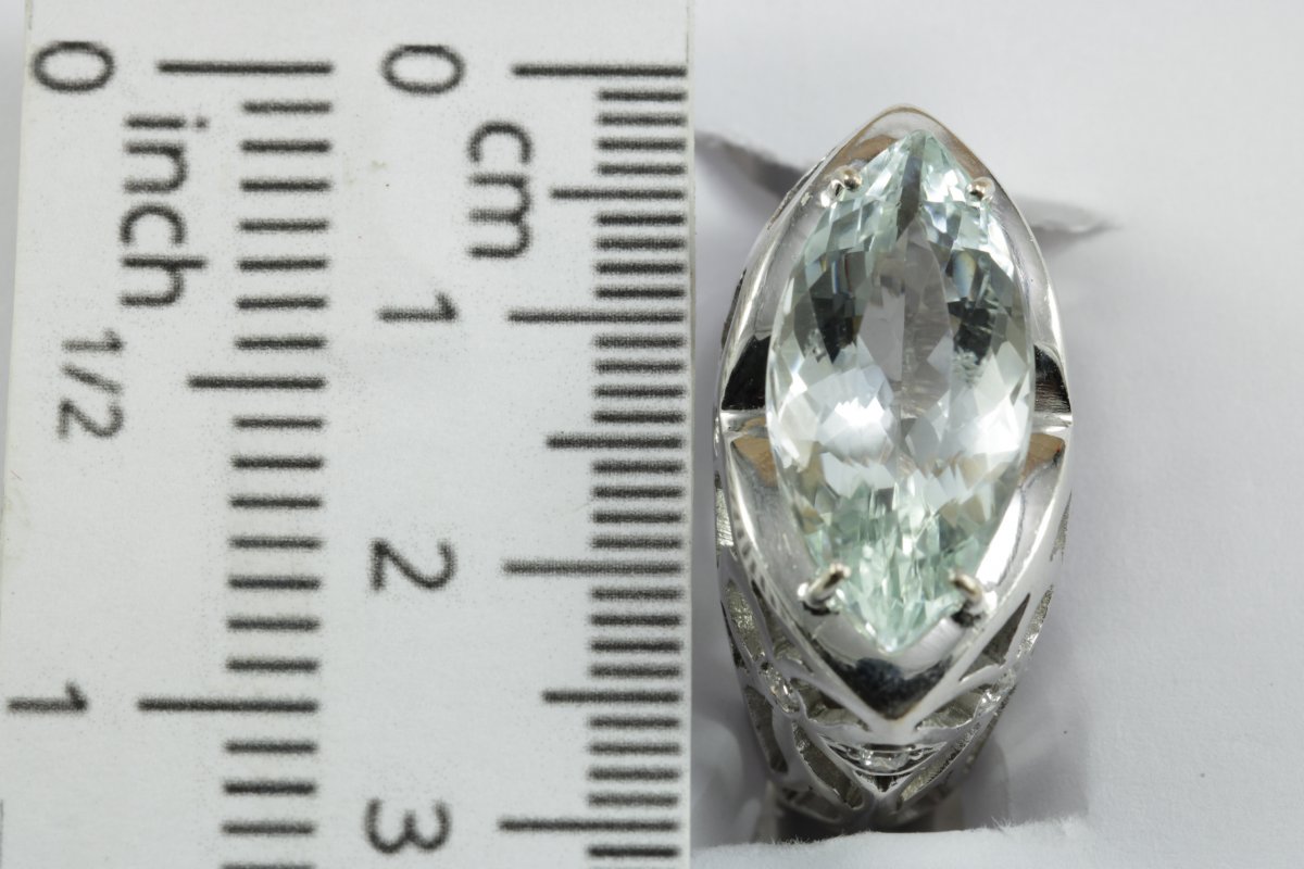 Vintage Aquamarine Diamond Gold  Ring-photo-5