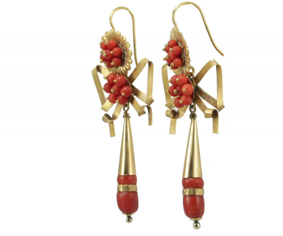 Antique Coral Gold Earrings-photo-2