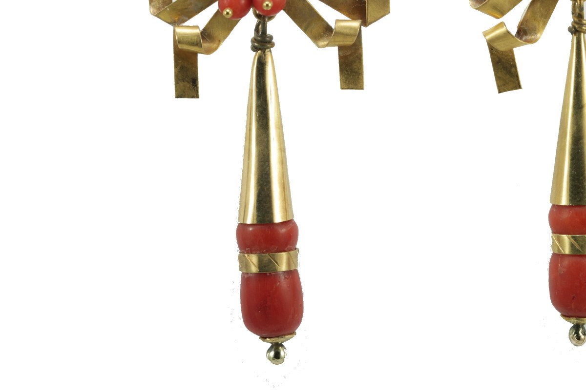 Antique Coral Gold Earrings-photo-4