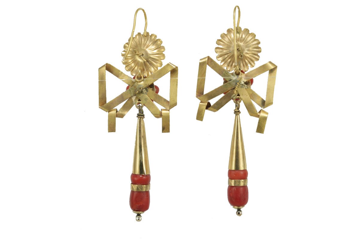 Antique Coral Gold Earrings-photo-1