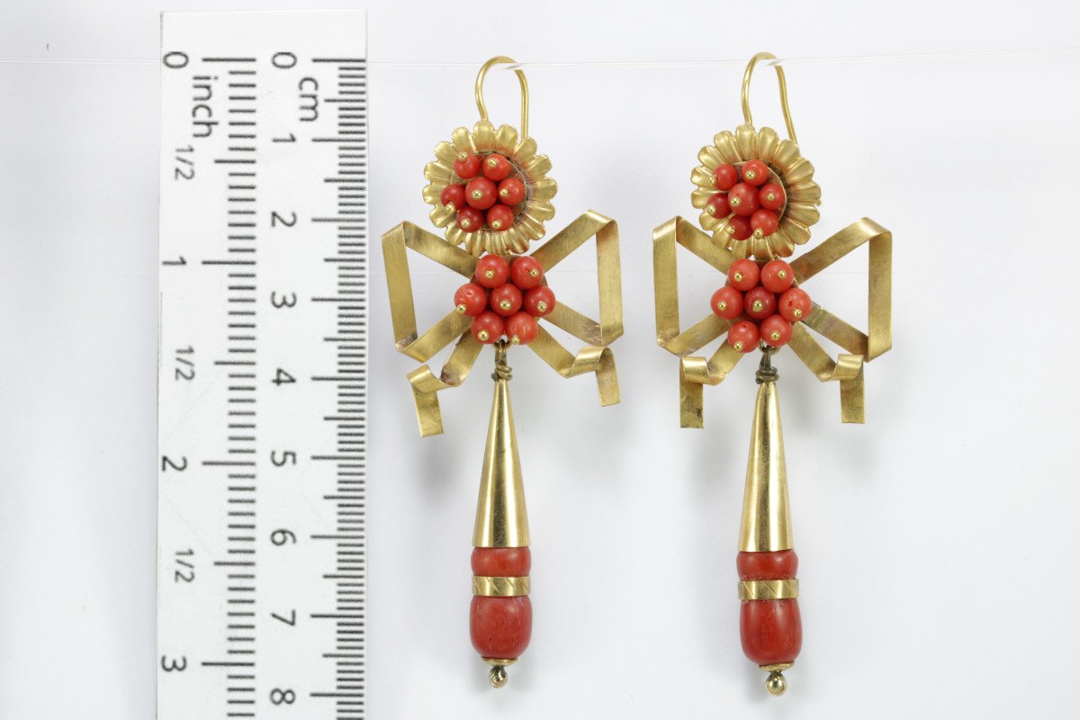 Antique Coral Gold Earrings-photo-3