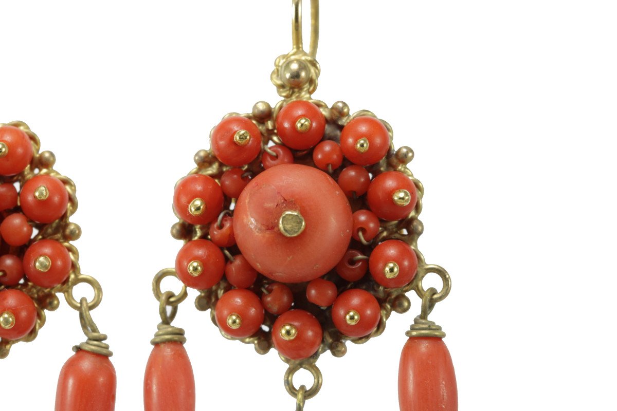 Antique Coral Gold Earrings-photo-3