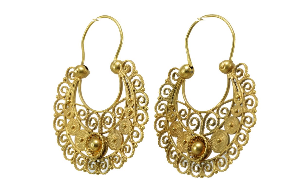 Antique Gold Filigree Earrings-photo-4