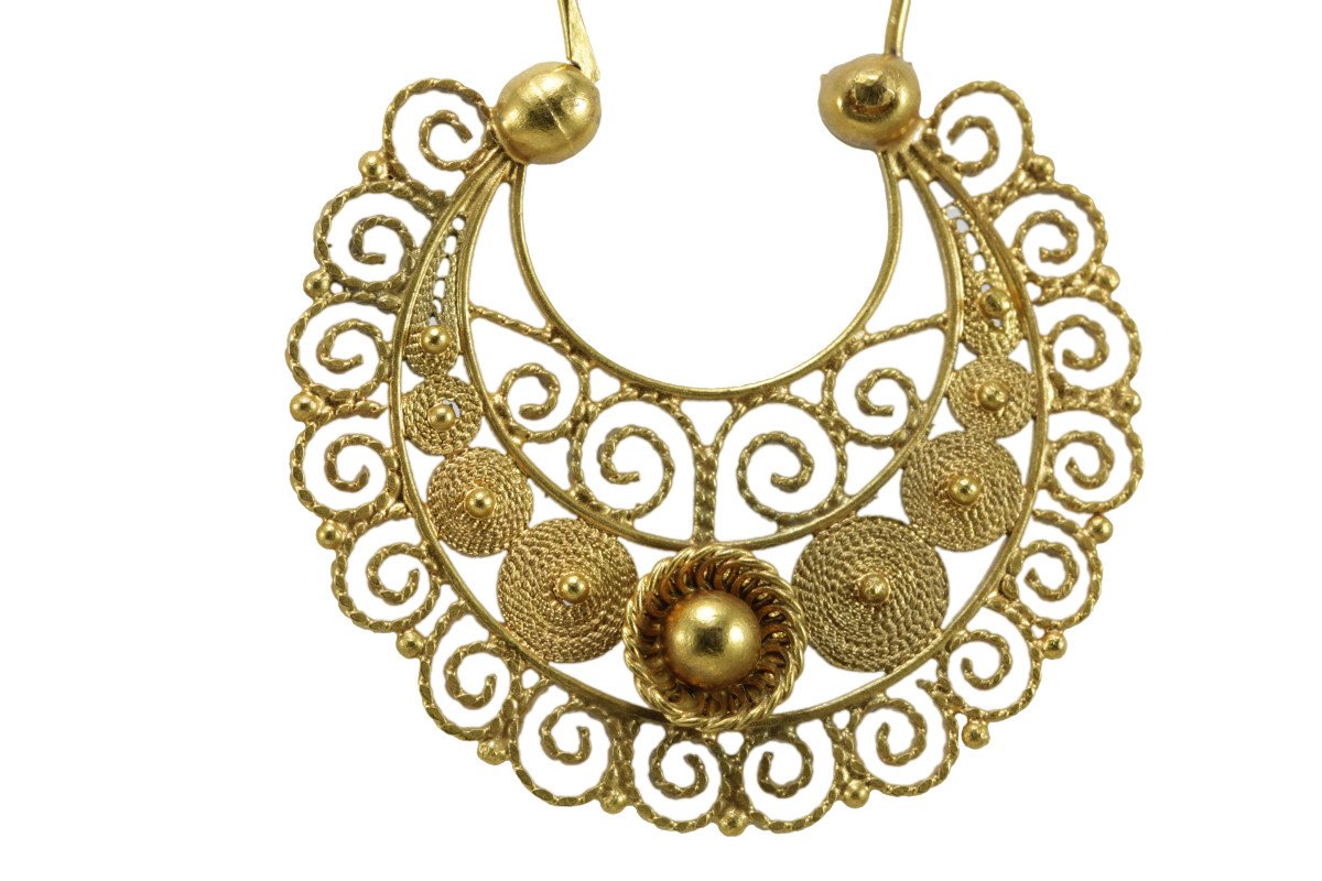 Antique Gold Filigree Earrings-photo-1