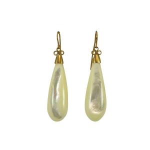 Boucles d'Oreilles Anciennes Or Nacre