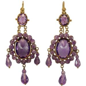 Antique Amethyst Gold Earrings